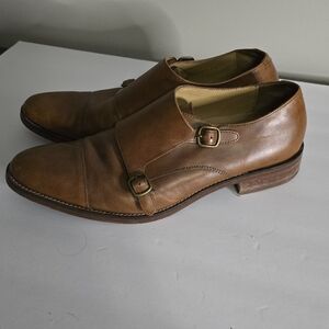 Cole Haan Men's Double Monk Strap Leather Shoes - Tan Brown, Benton